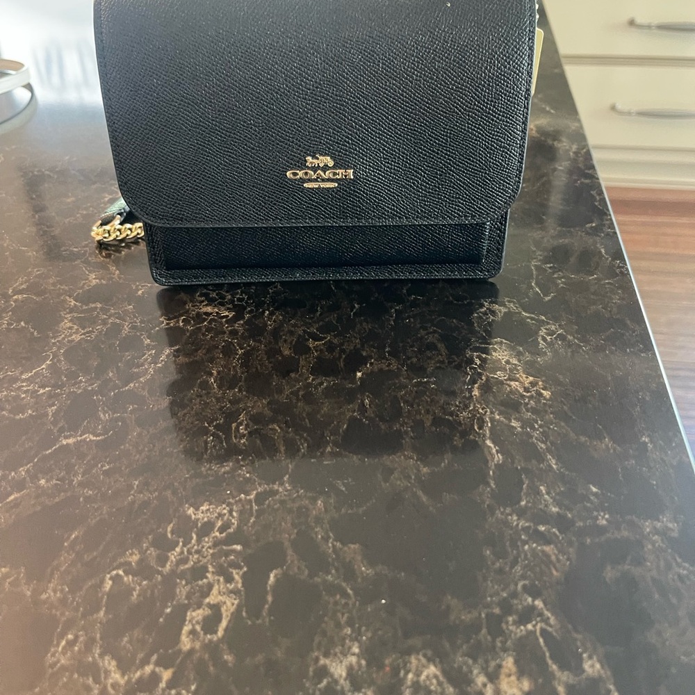 Coach Black Crossbody Bag with Gold Accents